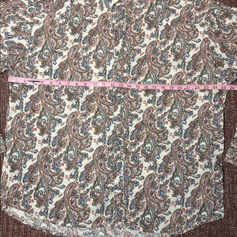 Multicolor Paisley Cotton Shirt bold pearl snap button front western long sleeve - Picture 5 of 12